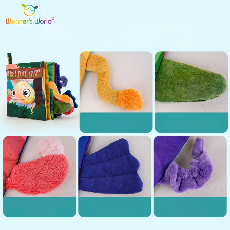 Interaktívna textilová knižka s chvostom pre bábätká a batoľatá, pratelná, hryzacia a odolná voči trhnutiu, vzdelávacia hračka pre predškolský vek