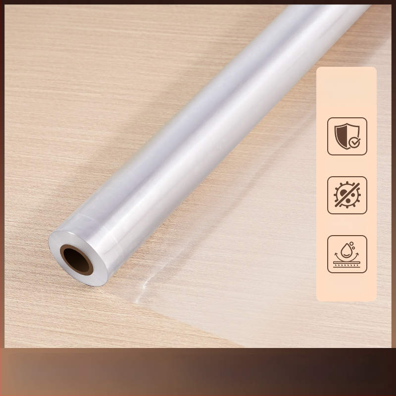 Priehľadný ochranný film na stolný plát pre masívne drevo a mramor – samolepiaci, tepelne odolný, vodeodolný, antibakteriálny