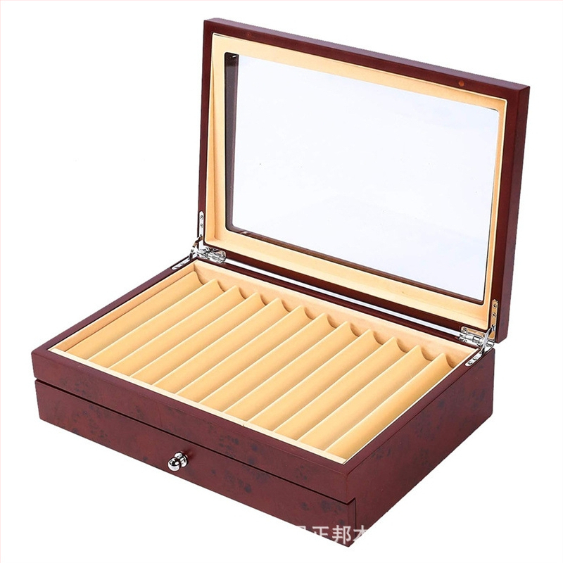 Autonomy 2024104 drevený dvojposchodový box na pero, kapacita 12 perá, stolová vitrína