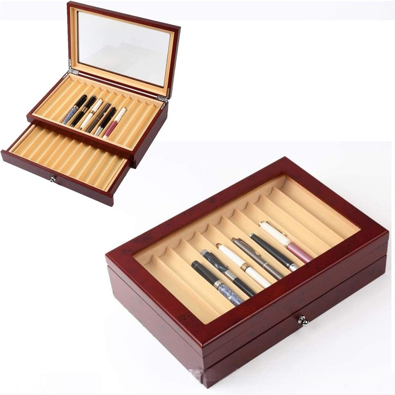 Autonomy 2024104 drevený dvojposchodový box na pero, kapacita 12 perá, stolová vitrína