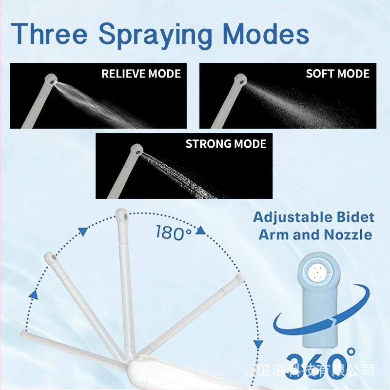 Prenosné nabíjateľné bidet, ručný hygienický irrigátor, elektrické ovládanie, elektroplakovaná úprava povrchu, moderný minimalistický štýl