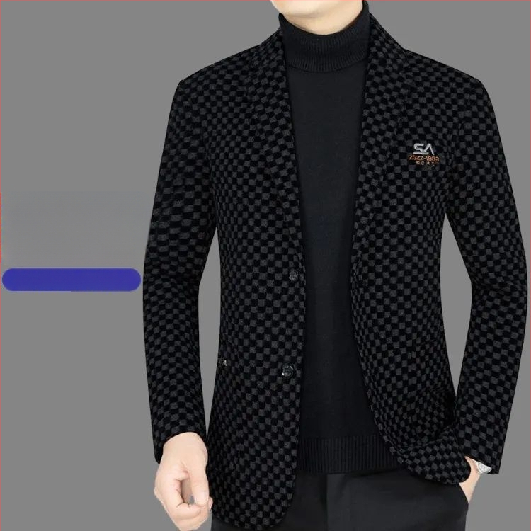 Vyriski kasdienis švarkas - liesus kirpimas, vienos eilė su trim mygtukais, 70% poliesteris, siuvinėjimo detalės, vėjo atsparus, ruduo