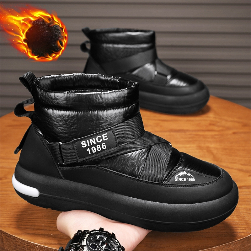 Unisex zimné topánky, vrchný materiál z Down, vnútorná výstelka z umelého plyšu, podrážka PVC, výška päty 3–5 cm