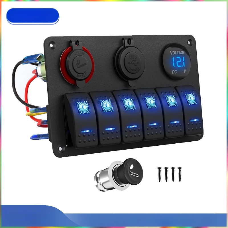 Panel rocker prepínačov s konfiguráciami 6+3 a 8+4, multifunkčný dizajn v tvare lode, 5P, 2 rýchlosti, nabíjateľný