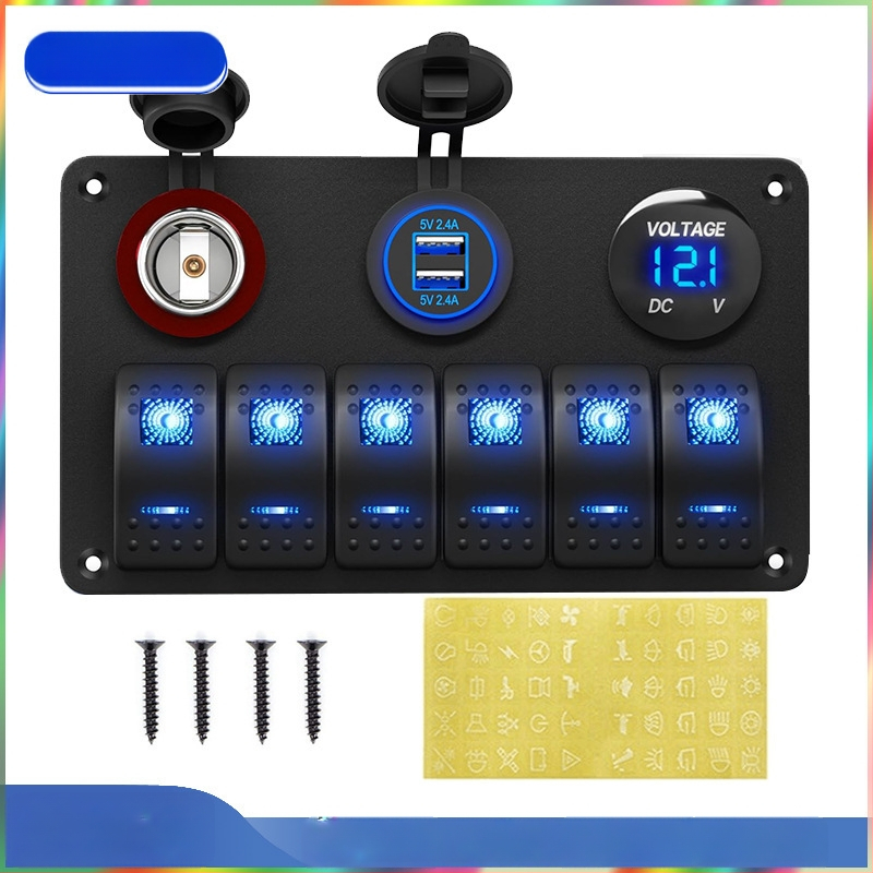 Panel rocker prepínačov s konfiguráciami 6+3 a 8+4, multifunkčný dizajn v tvare lode, 5P, 2 rýchlosti, nabíjateľný