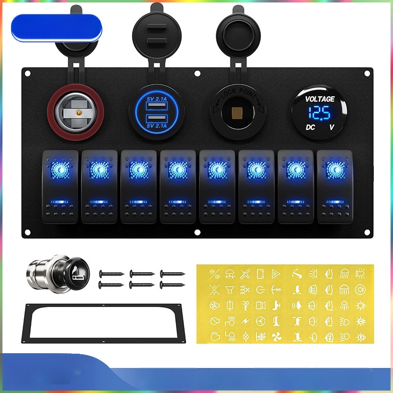 Panel rocker prepínačov s konfiguráciami 6+3 a 8+4, multifunkčný dizajn v tvare lode, 5P, 2 rýchlosti, nabíjateľný