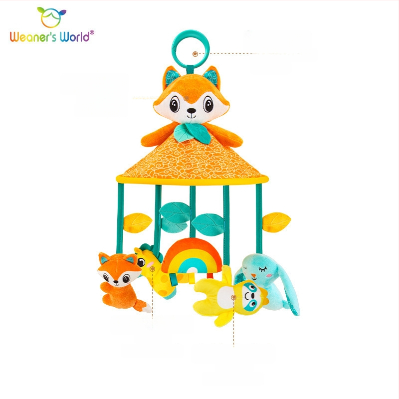 Plyšová hračka s rolničkou na zavesenie pre dojčatá 0–3 roky, vhodná do kočíka a postieľky