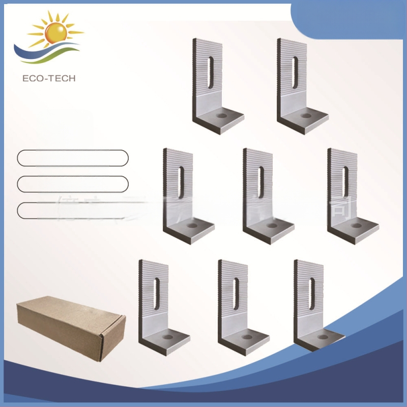 Hliníkový L-tvarovaný montážny držiak na solárne panely s nastaviteľným sklonom, materiál: hliníková zliatina, technológia spracovania: extrúzia, značka ECO-TECH, model 01