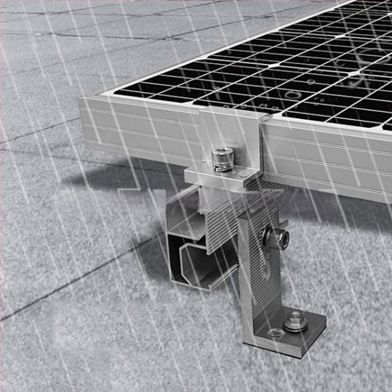 Hliníkový L-tvarovaný montážny držiak na solárne panely s nastaviteľným sklonom, materiál: hliníková zliatina, technológia spracovania: extrúzia, značka ECO-TECH, model 01