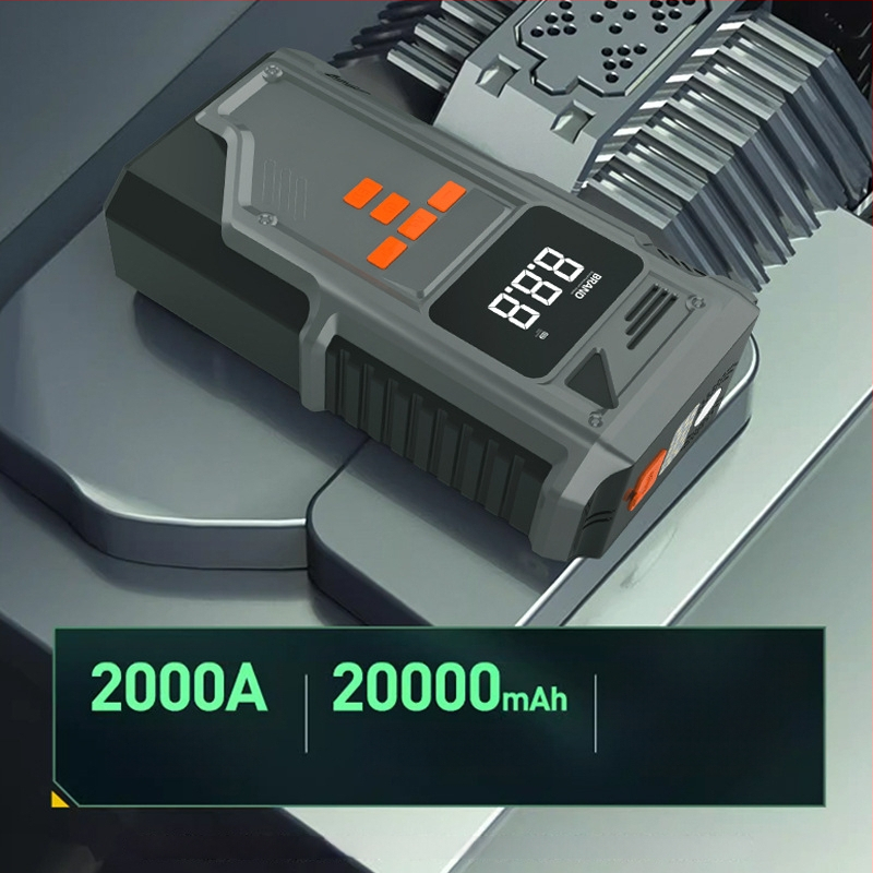 Auto štartér pre núdzové použitie a prenosná nafukovačka pneumatík s digitálnym displejom, Type-C nabíjanie, 14.8V, 80W, 25 L/min, prevádzková doba viac ako 20 min