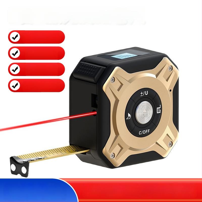 2-v-1 laserové meracie pásmo s podsvieteným LCD, dosah 131,2 palcov