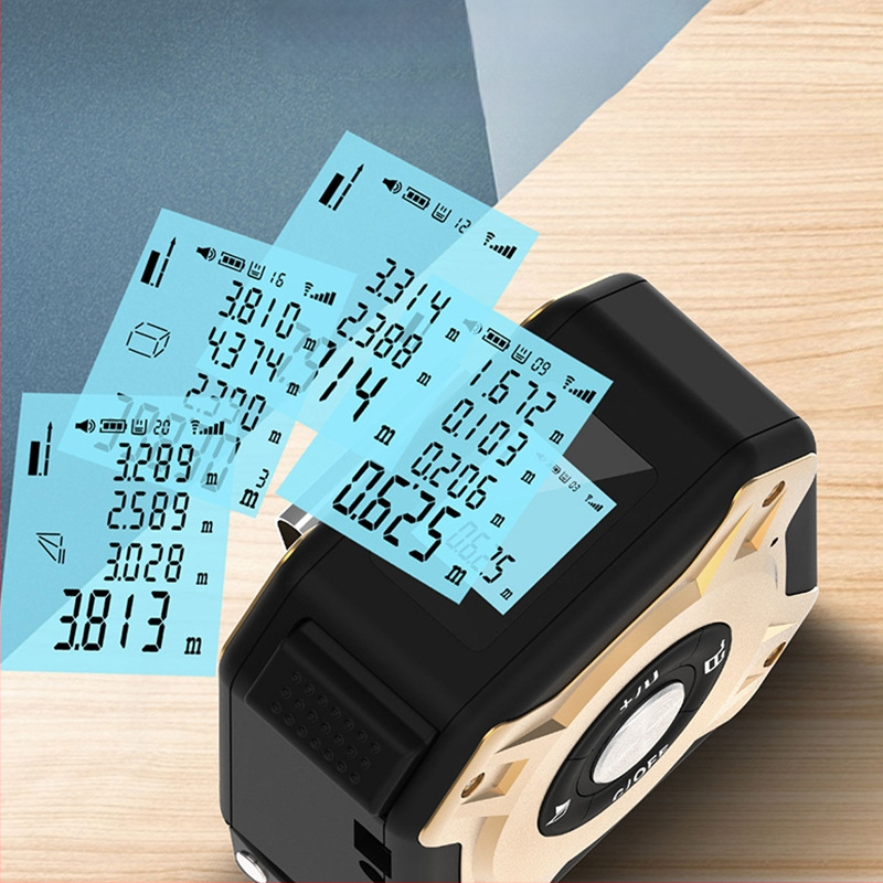 2-v-1 laserové meracie pásmo s podsvieteným LCD, dosah 131,2 palcov