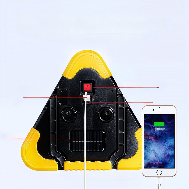 Trojuholníkový výstražný znak pre auto na stojane, reflexné LED svetlo, ABS konštrukcia, 5V napájanie