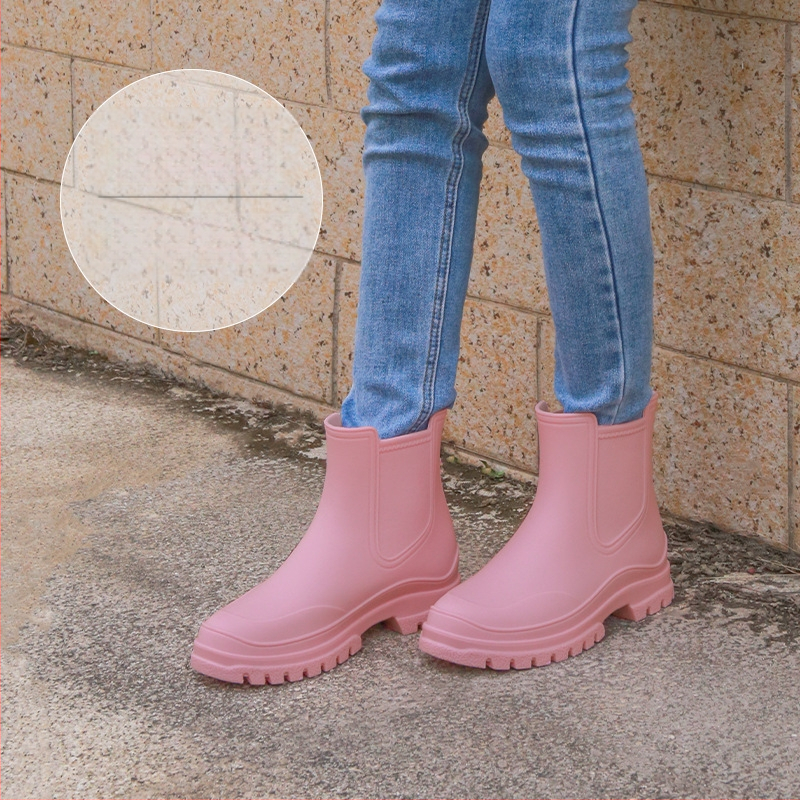 Zhe Star moterų lietaus batai, viršus iš TPE, žemas kulnas 1–3 cm, trumpas vamzdelis, tvirtas padas