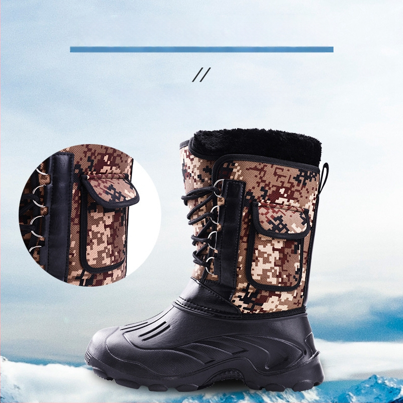Pánske zimné čižmy: nepremokavé, teplé, horný materiál bavlna, výstelka umelý plyš, EVA podrážka