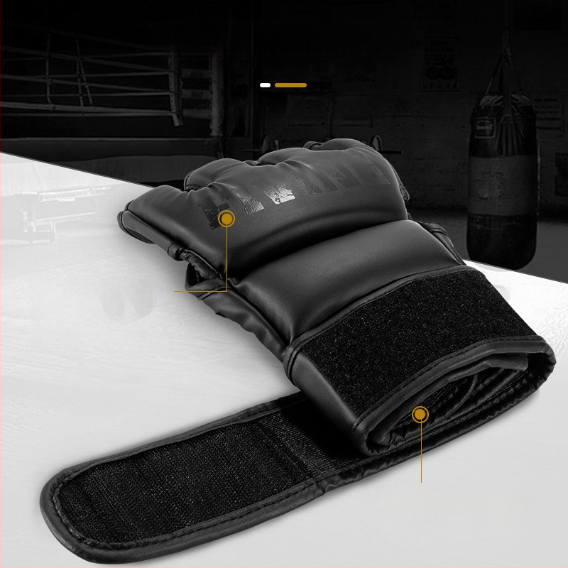 MMA polovičné prstové rukavice, rozdelené prsty, pre sparing, PU materiál, zavesný dizajn, unisex
