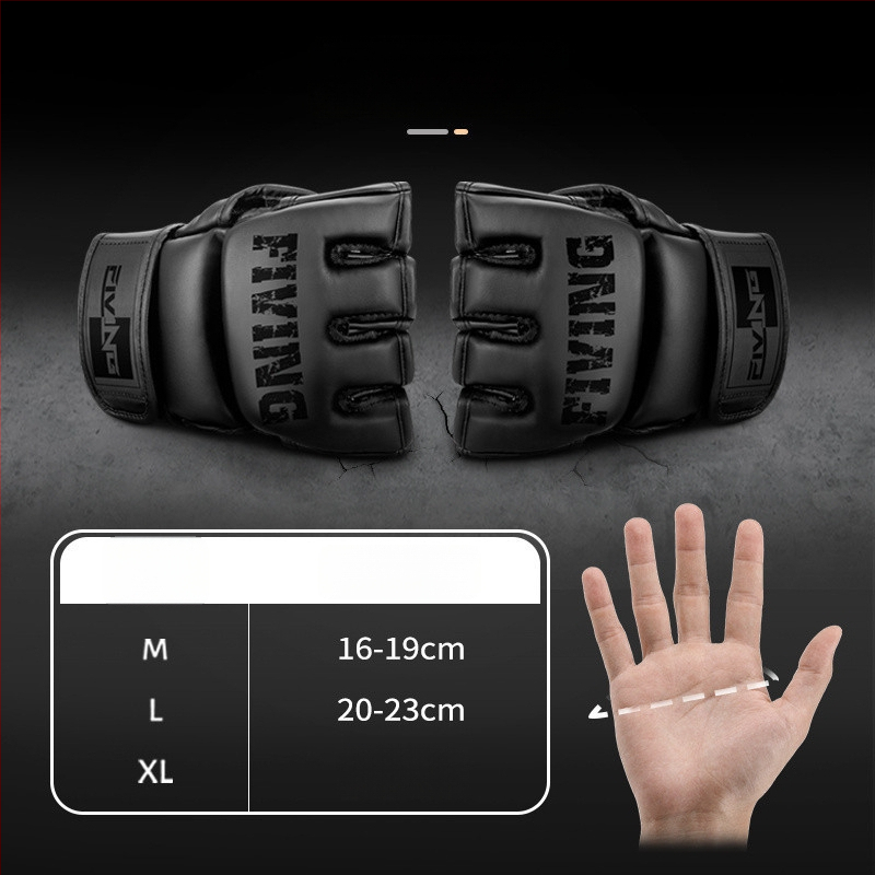MMA polovičné prstové rukavice, rozdelené prsty, pre sparing, PU materiál, zavesný dizajn, unisex