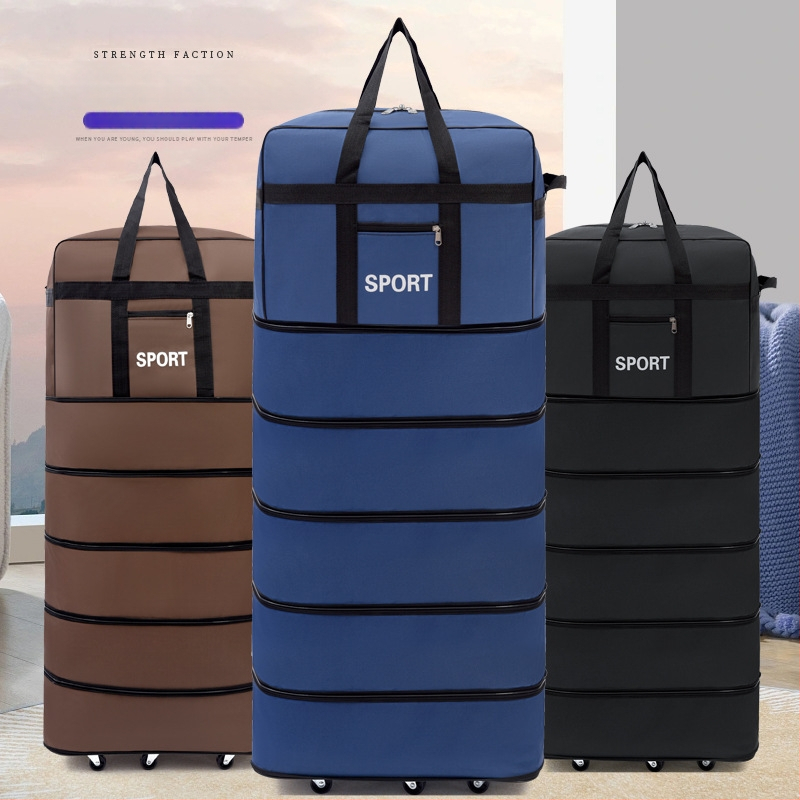 Cestovná taška s univerzálnymi kolieskami, Oxford materiál, vodeodolná a ultra ľahká, rozšíriteľná, zapínanie na zips