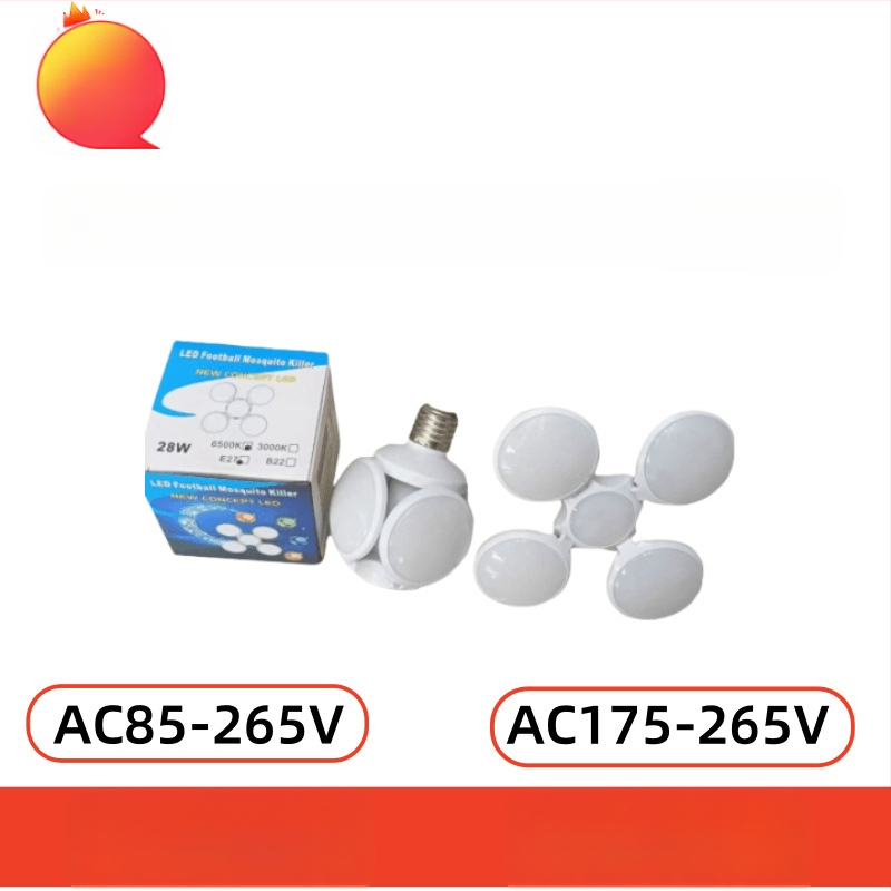 Mini futbalová lampa, skladací dizajn, 28W, 1600 lm, 360° uhol lúča, E27 základňa, IP20