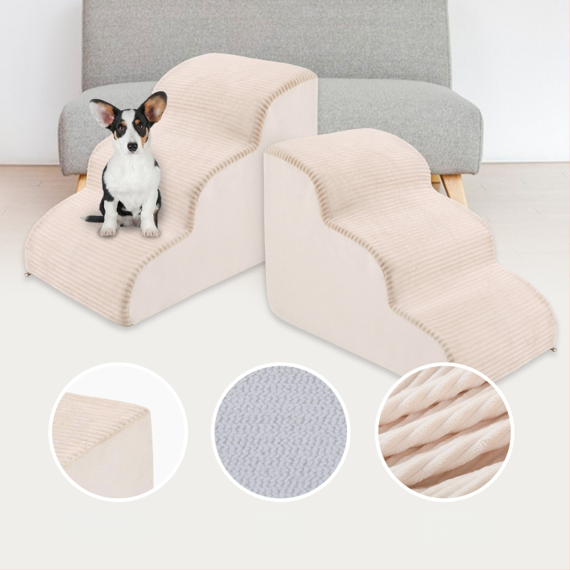 2/3/4‑stupňové schody pre psov z hustej peny, protisklzové a ultra široké, vhodné pre staršie psy a mačky