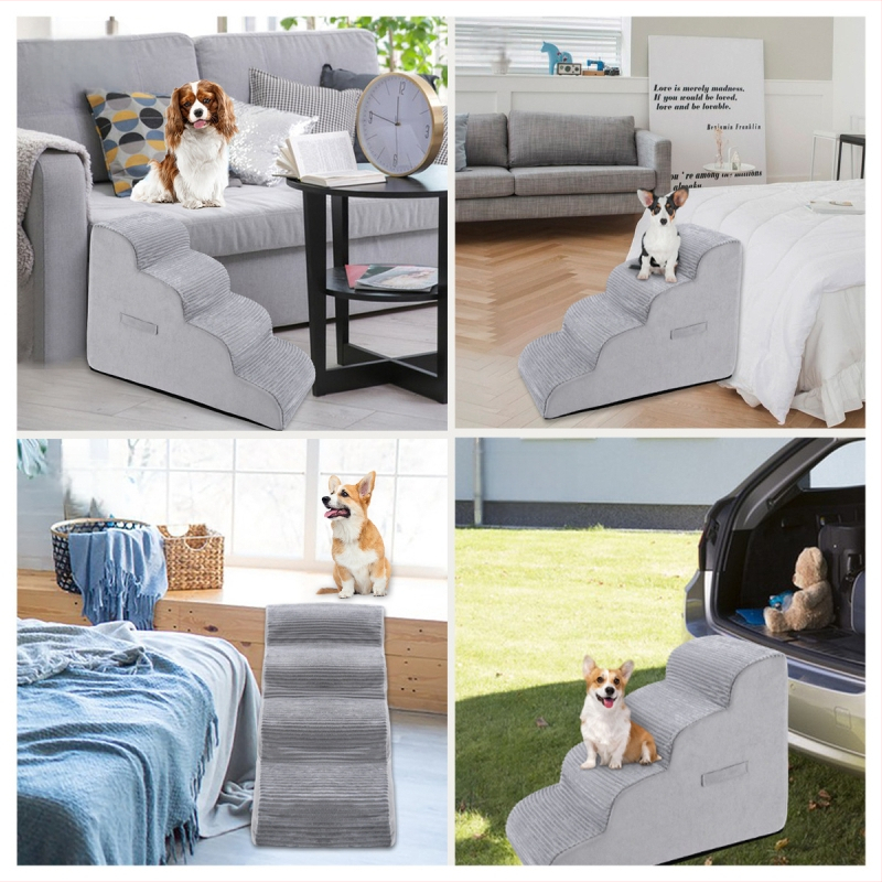 2/3/4‑stupňové schody pre psov z hustej peny, protisklzové a ultra široké, vhodné pre staršie psy a mačky