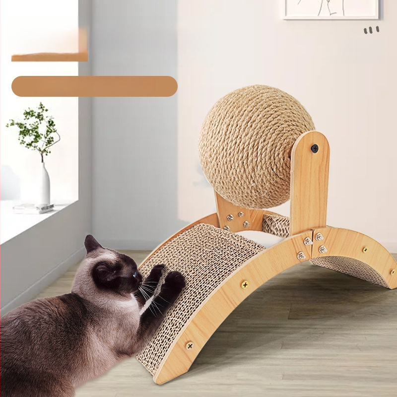 Vertikálna škrabka doska pre mačky s kolotočovým dizajnom a loptičkou na škrabanie, odolná opotrebeniu, bez triesok, materiál: vlnitý papier + hustá doska