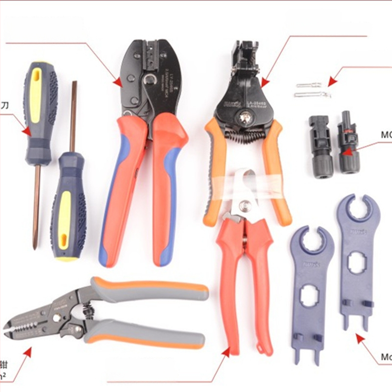 MC4 krimpovacie kliešte LY-2546B pre solárne konektory 2,5–6 mm², IWISS, vysokouhlíková oceľ, hmotnosť 450 g