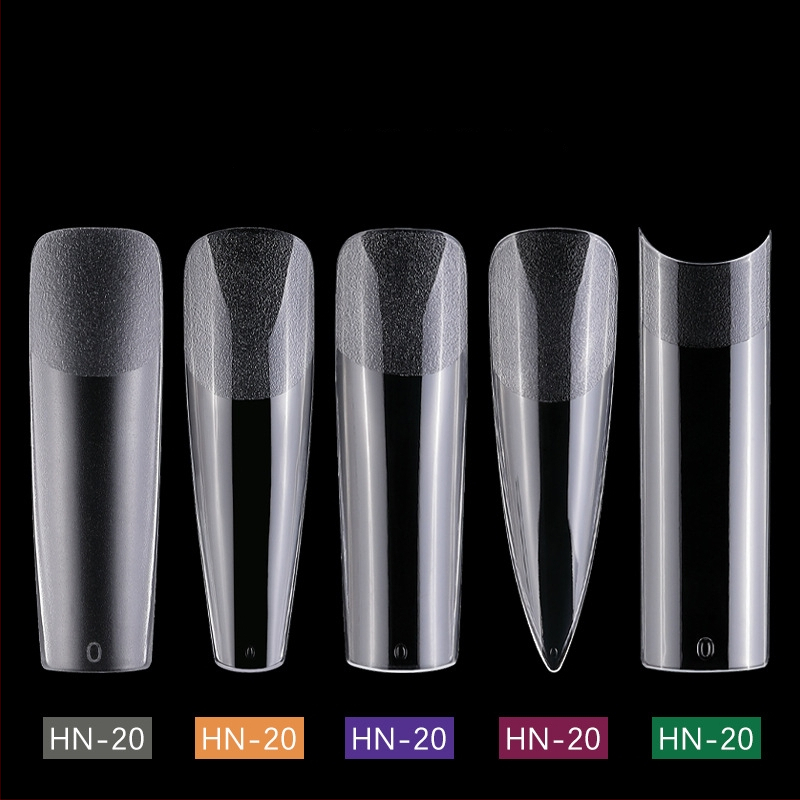 Falošné nechty nálepky – ultra tenké, bez stôp, tvar kvapky vody, priehľadné, typ s dlhým hrotom