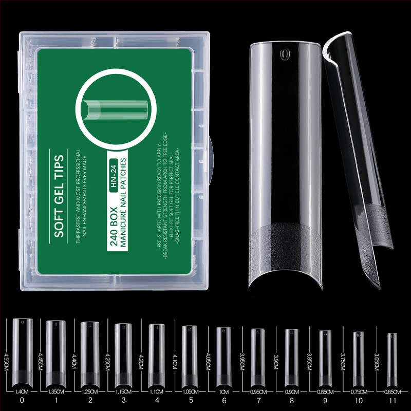 Falošné nechty nálepky – ultra tenké, bez stôp, tvar kvapky vody, priehľadné, typ s dlhým hrotom