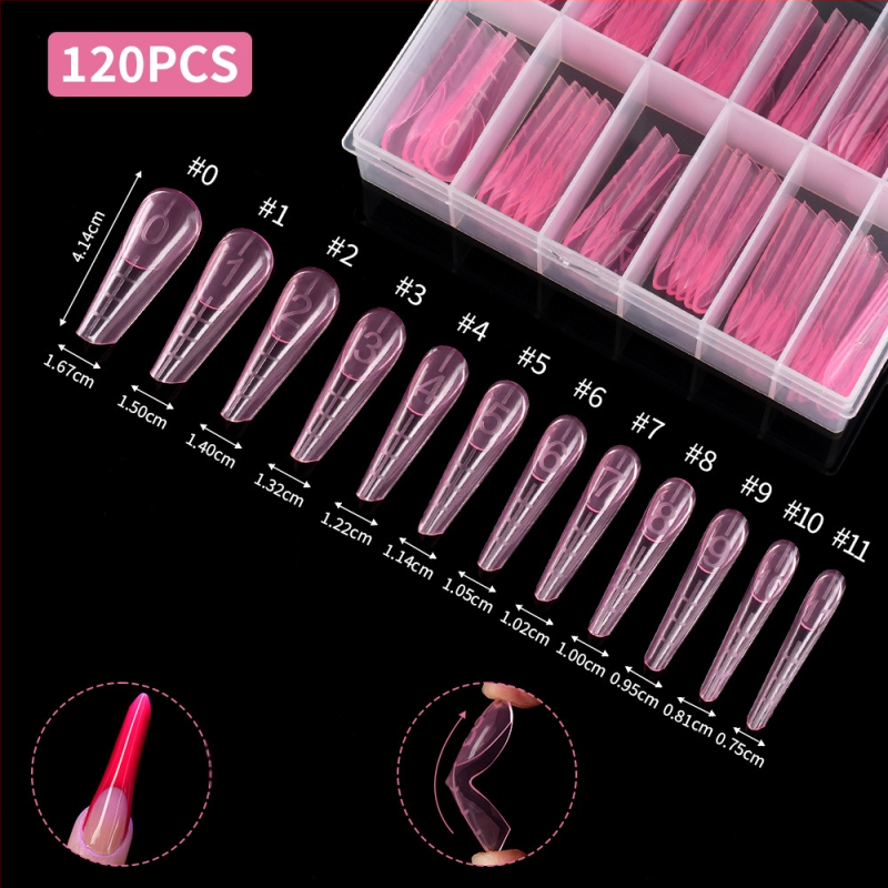 Kryštálový model rozšírenia nechtov, Yusheng Technology, francúzsky dlhý štýl, 120 kusov s meracou čiarou, rýchla LED fototerapia