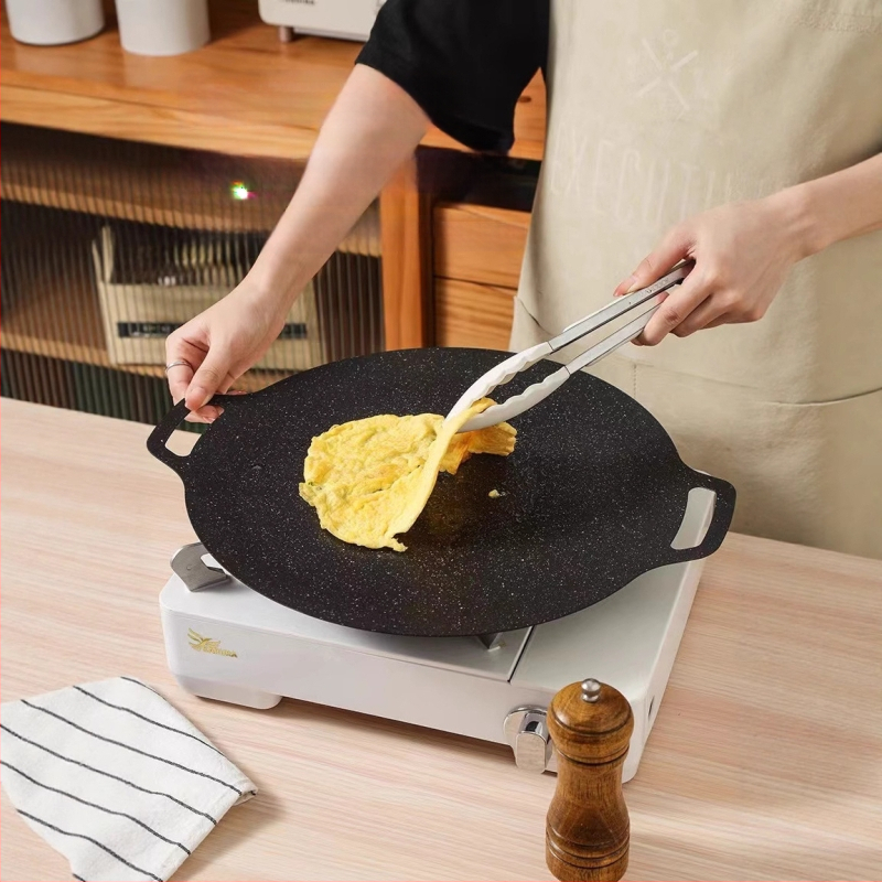 Okrúhla železná grilovacia panvica na plynový sporák – nepriľnavý povrch