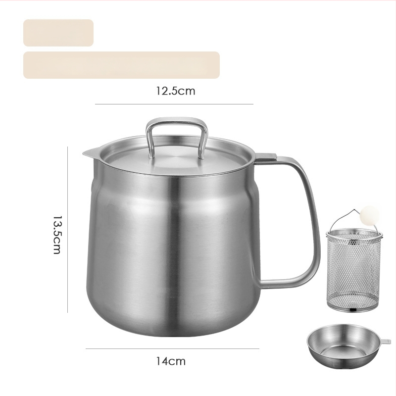 SUS304 nerezová oceľ – olej filtr pot s vyprážacím košíkom – multifunkčný kuchynský hrniec, nepriľnavý povrch