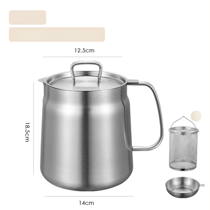 SUS304 nerezová oceľ – olej filtr pot s vyprážacím košíkom – multifunkčný kuchynský hrniec, nepriľnavý povrch