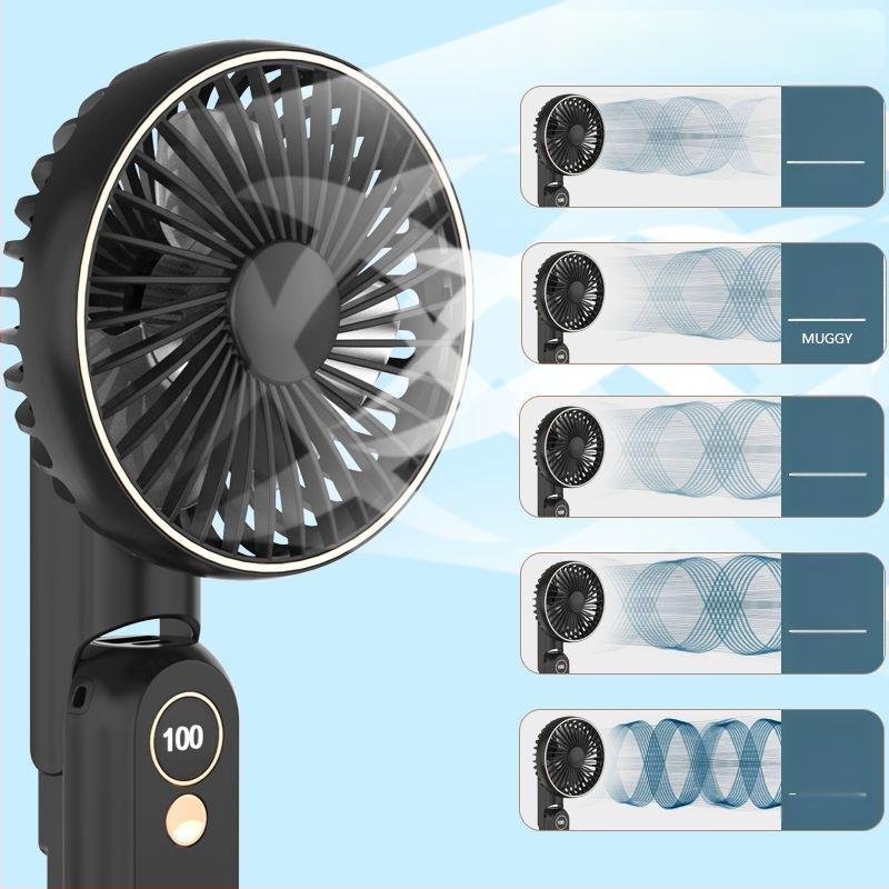 Prenosný ventilátor okolo krku s vodným chladením, bezkartáčový motor, napájanie DC, menovitý výkon 1W, ručné ovládanie rýchlosti šnúrkou