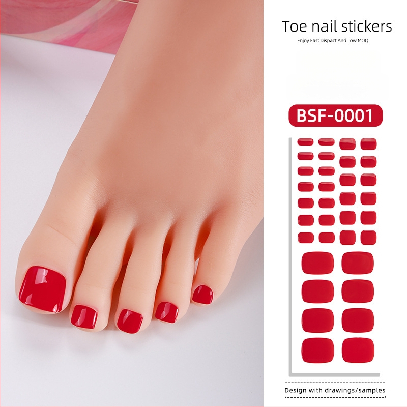 Gélové nálepky na nechty na nohách, jednofarebný štýl, bonbónový vzor, 34 listov