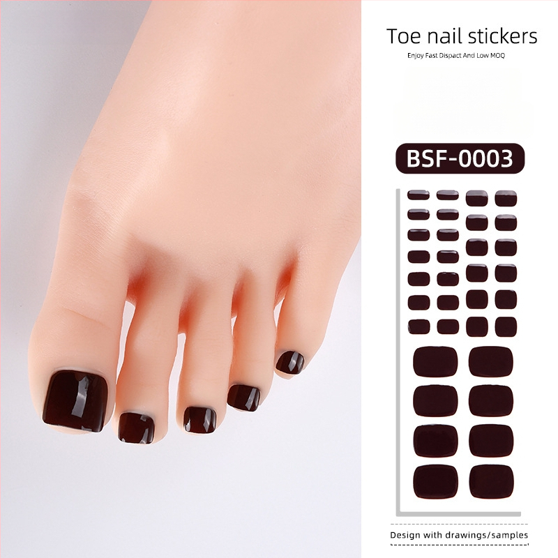 Gélové nálepky na nechty na nohách, jednofarebný štýl, bonbónový vzor, 34 listov