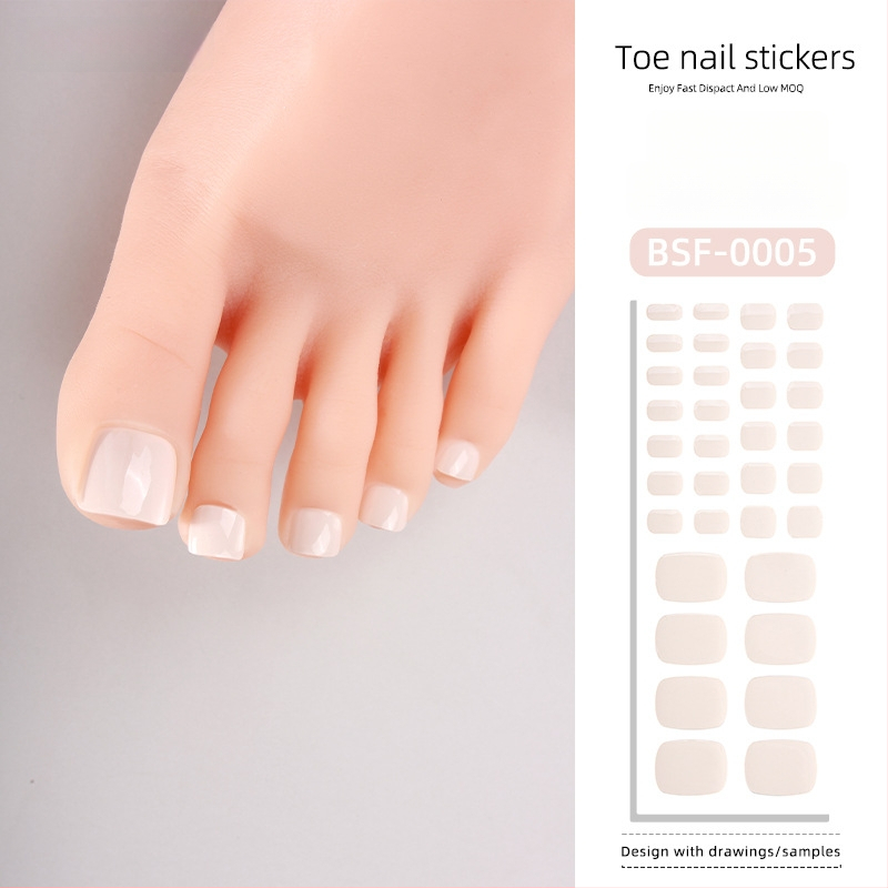 Gélové nálepky na nechty na nohách, jednofarebný štýl, bonbónový vzor, 34 listov