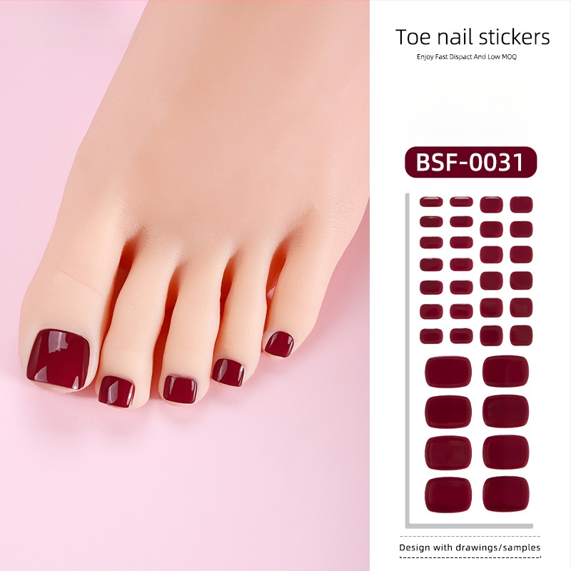Gélové nálepky na nechty na nohách, jednofarebný štýl, bonbónový vzor, 34 listov