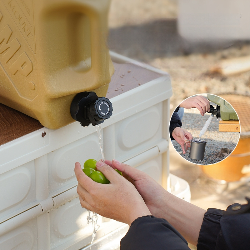 ISE MOUNT 12L Nešiojama lauko vandens talpa su dviem rankenomis ir čiaupu