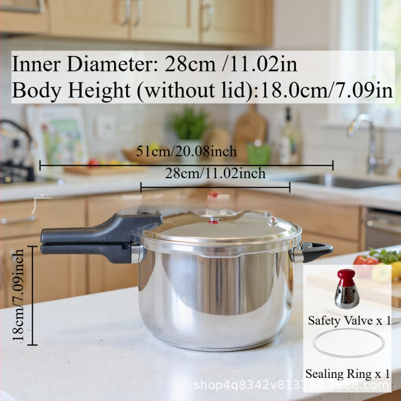 Tlakový hrniec s nepriľnavým povrchom, 201 nerezová oceľ, viacvrstvový spodok, vhodný pre všetky sporáky, hmotnosť 3200 g