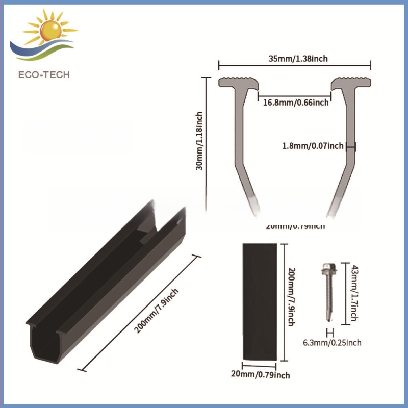 ECO-TECH jumta vadīšanas sliede komplekts - U veida, malas un sānu spiediens, gumijas paliktnis bez atverēm, ekstrūzija griešana, GB/T 6819 2015