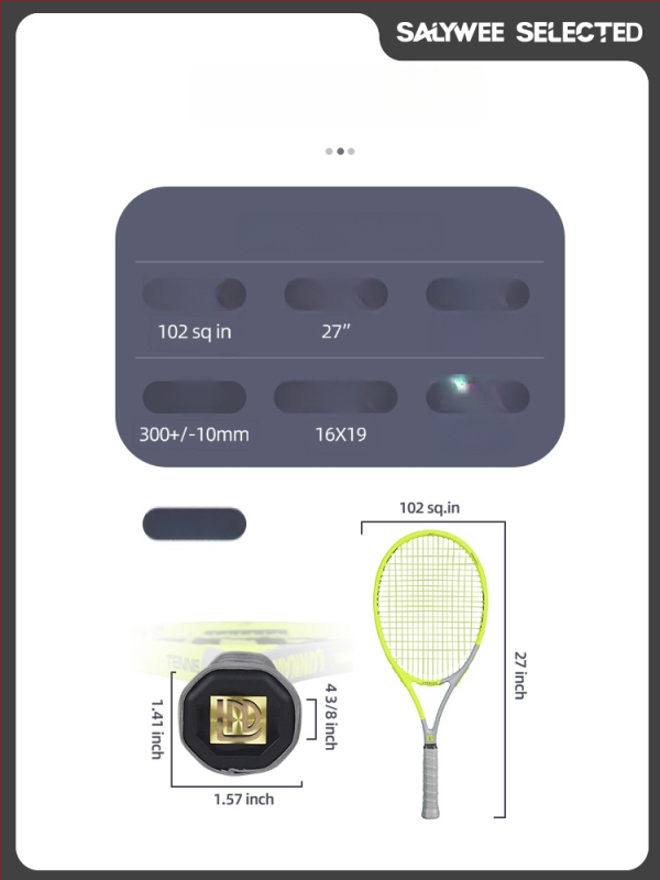 Tenisová raketa s rámom z vlákna zo skla, priama konštrukcia, úchyt G2, vhodná pre začiatočníkov a stredne pokročilých
