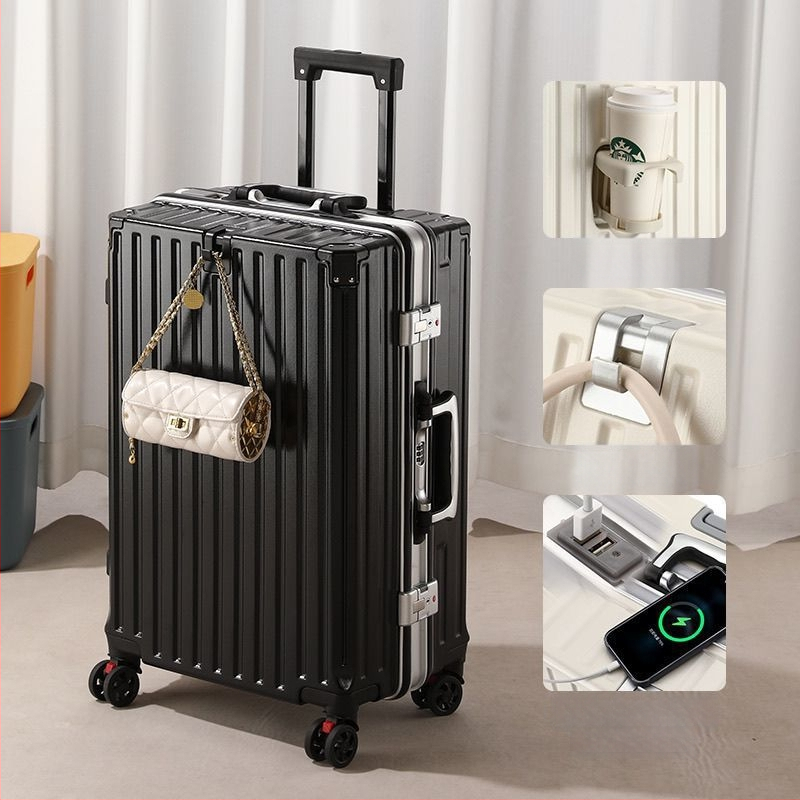 Cestovný kufor s univerzálnymi kolieskami, otváranie na zips, ABS+PC výplň, zámok s visacím zámkom