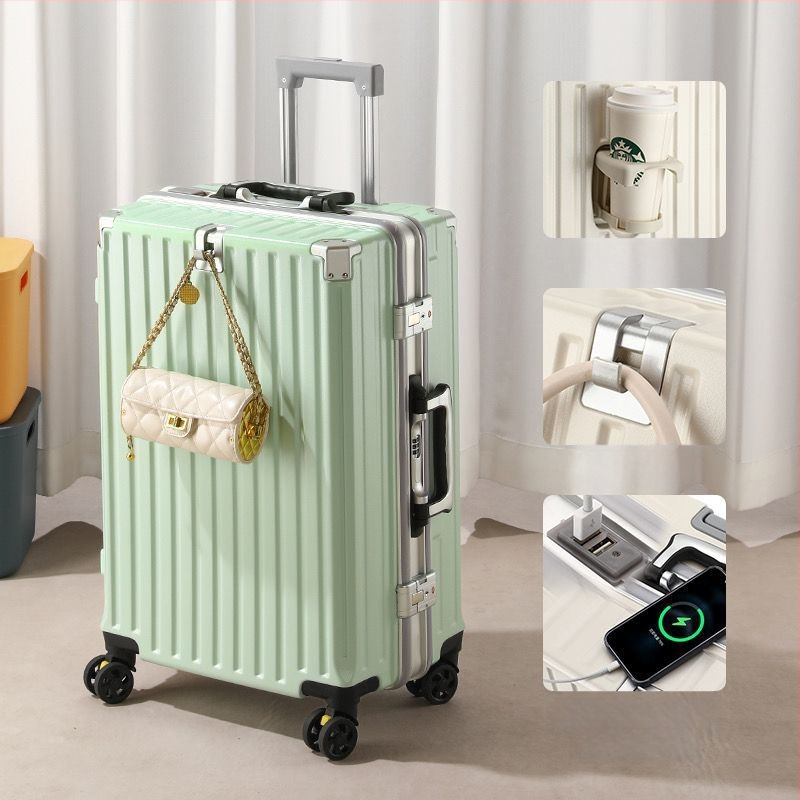 Cestovný kufor s univerzálnymi kolieskami, otváranie na zips, ABS+PC výplň, zámok s visacím zámkom