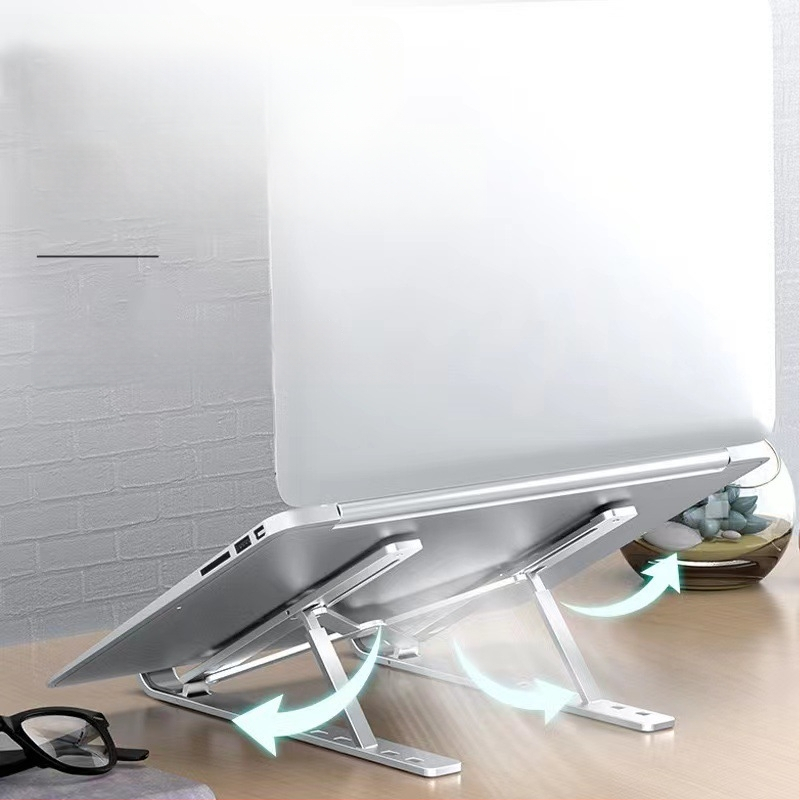 Alumīnija sakausējuma portatīvā datora statīvs, salokāms, modelis N3 – universāliem klēpjdatoriem, regulējams pacēlājs, 250 g