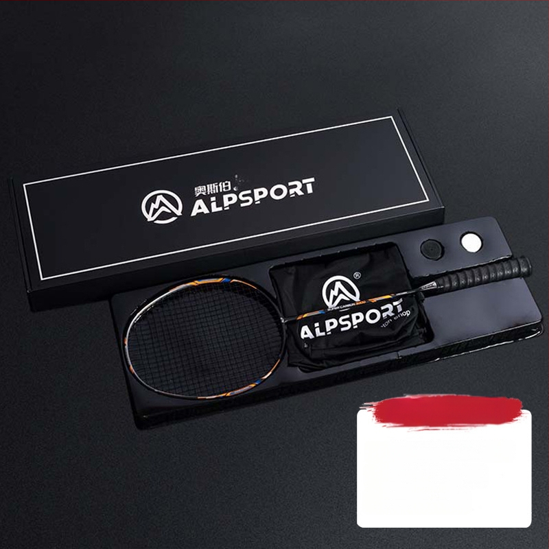 ALPSPORT bedmintonová raketa s rámom z karbónových vlákien, hmotnosť 80–84 g, dĺžka 68 cm, typ rakety: priamy úder, spracovanie a prispôsobenie k dispozícii