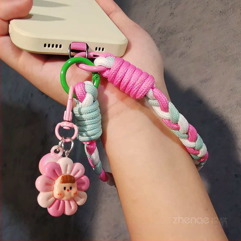 Trojramenný pletený náramok na zápästie pre telefón, ručne vyrobený, dámsky štýl, viacúčelový