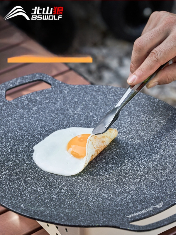 Lauko kasetės viryklės grilio keptuvė – nešiojama, neprilipstant, iš geležies; Prekės ženklas: Bswolf (kempingui)