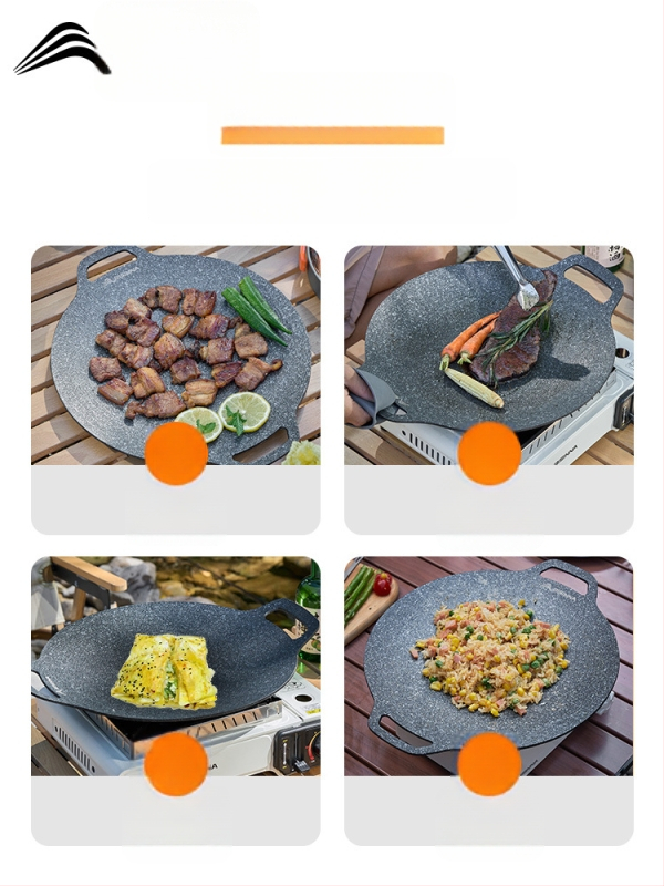 Lauko kasetės viryklės grilio keptuvė – nešiojama, neprilipstant, iš geležies; Prekės ženklas: Bswolf (kempingui)