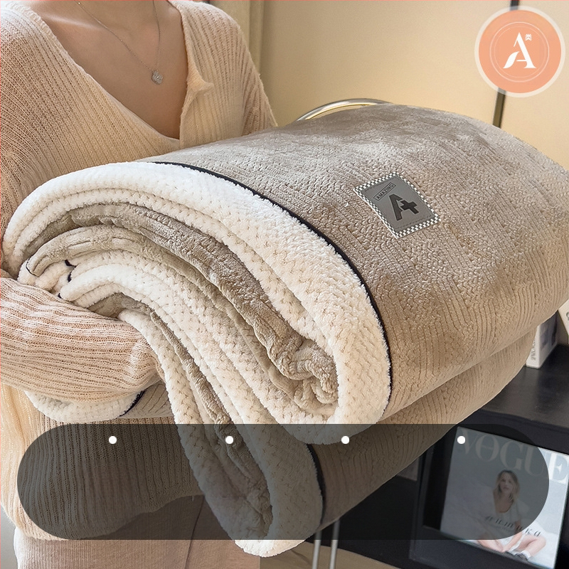 Pletená deka - jednofarebný vzor, flanelová deka, polyesterová vlákna, hmotnosť nad 5000 g, na jeseň a zimu